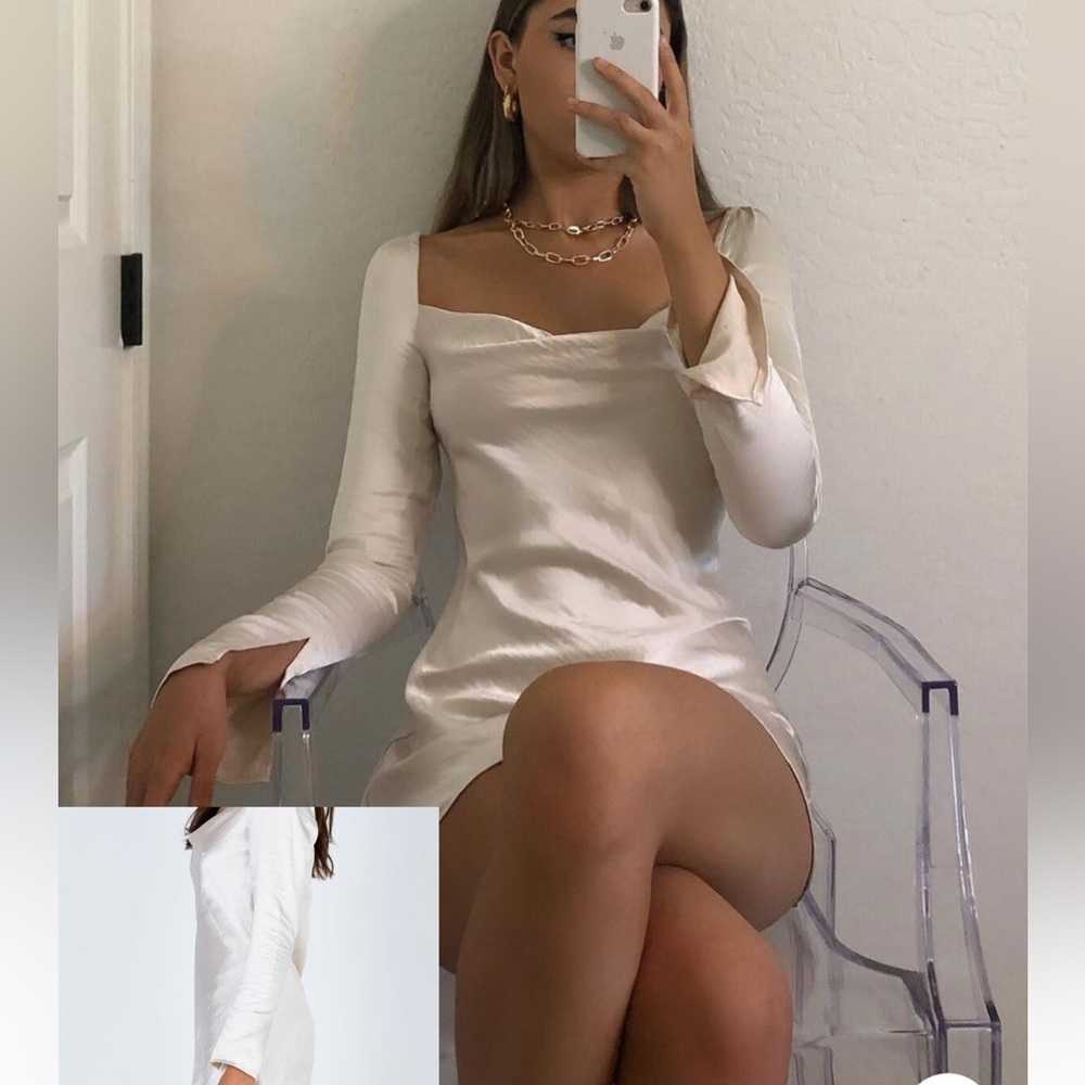 Princess Polly long sleeve satin dress